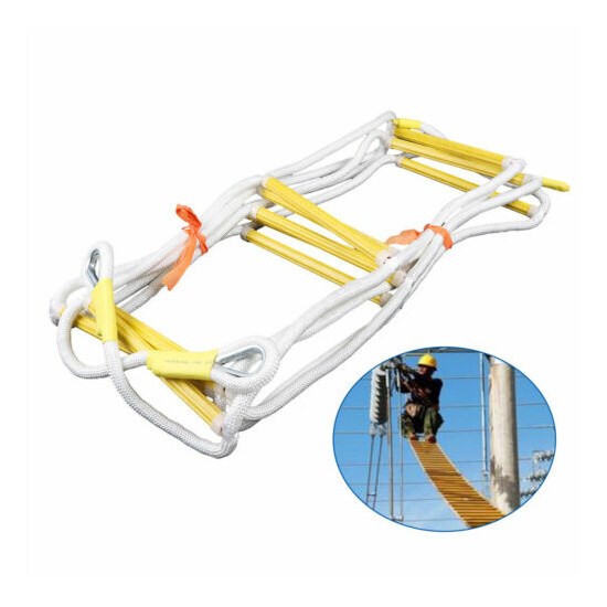 16 Ft Emergency Fire Ladder Flame Resistant Safe Rope Climb Ladder Escape Ladder image {7}