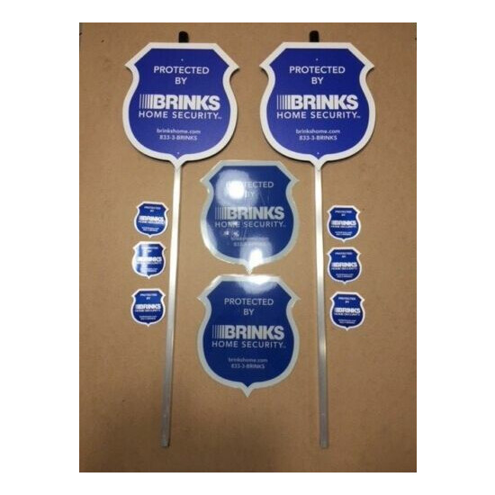 2 Reflective Brinks Security Yard Signs + 6 Double sided Decals **BRAND NEW** image {1}