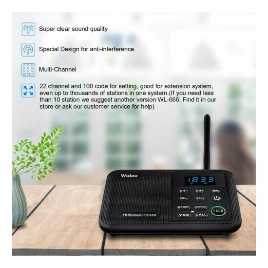 22 Channel Wireless Intercom System for Home House Business Offices 5280ft Range image {3}