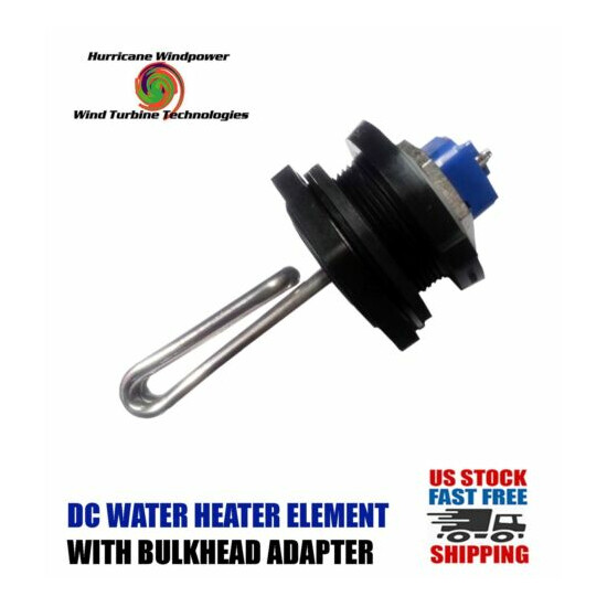 DC Water Heater Element 12 Volt 60 Watt w/Bulkhead Adapter Solar Water Heating image {1}