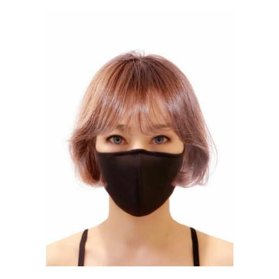 Black Face Mask Washable Reusable w/ Nose Wire Made In USA - Double Layer  image {1}
