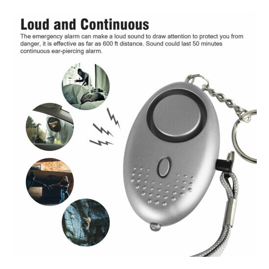 5PCS Safe Sound Personal Alarm Keychain LED Light 140DB Emergency Women Defense image {3}