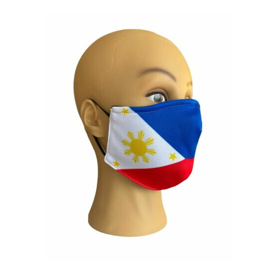 Philippines Flag Mask for Kids, Filter Pocket, Nose Wire, Adjustable Elastic image {3}