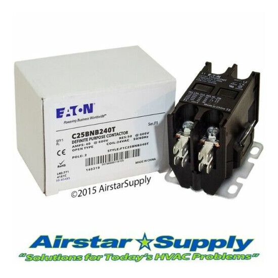 C25BNB240T Eaton / Cutler Hammer Contactor - 40 Amp / 2 Pole / 24V Coil image {1}