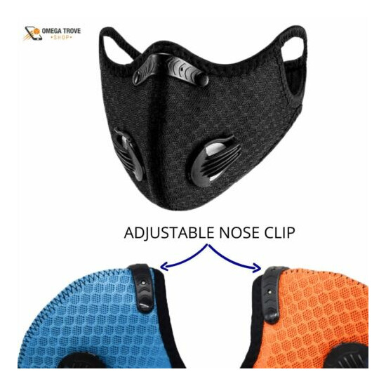 Reusable Running Sport Face Mask Dual Valve Outdoor FILTER Carbon Activated image {7}