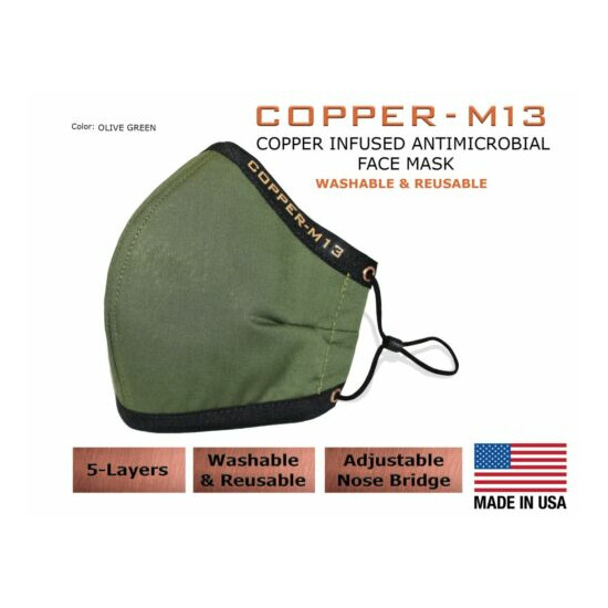5 Layer Copper Infused Anti-Microbial Face Mask - Multiple Colors & Sizes image {8}