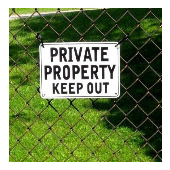 ''PRIVATE PROPERTY KEEP OUT'' SIGNS, METAL 3 SIGN SET image {2}