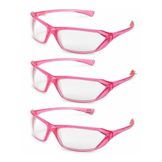 3 Pair/Pack Gateway Metro Pink Clear Safety Glasses Womens Crystal Z87+ image {1}