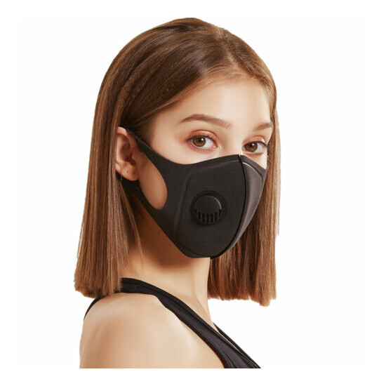 Black Reusable PM2.5 Polyurethane Face Mask with Valve Unisex AUS STOCK image {1}