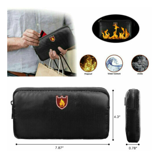 2000℉ Fire Proof money Bag Fireproof Document Pouch Waterproof Safe Cash US image {1}