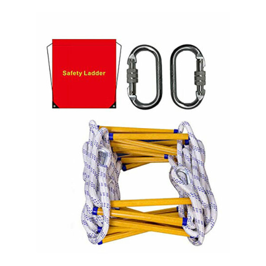 Emergency Fire Escape Ladder Safety Portable Fire Ladder with Hooks 16FT image {1}
