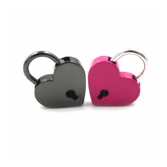 Mini Padlock Love Heart Shape Padlock Tiny Luggage Bag Case Lock With Keys&CG image {5}