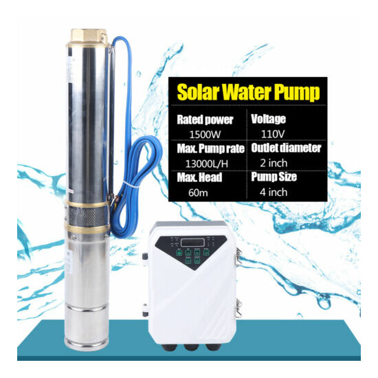 2HP 4" Solar Water Pump Deep Well Submersible Pump MPPT Controller DC 1500W image {1}