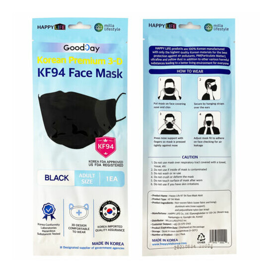 2-10 PCS KF94 Face Mask 4 Layer Safety Protective Adult Unisex Made in Korea image {7}