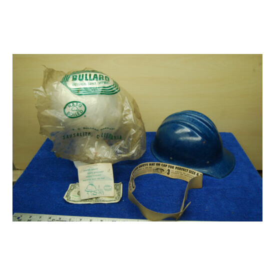 1961 Vintage E.D. Bullard 502 Steelworkers Blue Hard Boiled Safety Hard Hat NOS image {1}