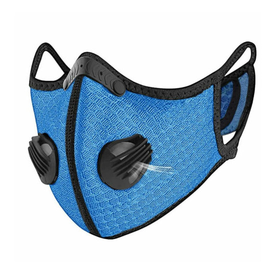 Reusable Mesh Sports Cycling Face Mask With Active Carbon Filter Breathing Valve image {10}