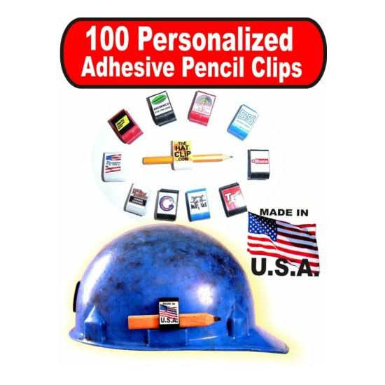 Adhesive PENCIL CLIP HOLDERS 100 RED personalized company custom logo imprint image {1}