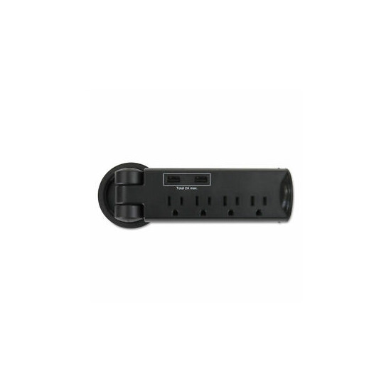 Safco Pull-Up Power Module 4 outlets 2 USB Ports 8 ft Cord Black 2069BL image {1}