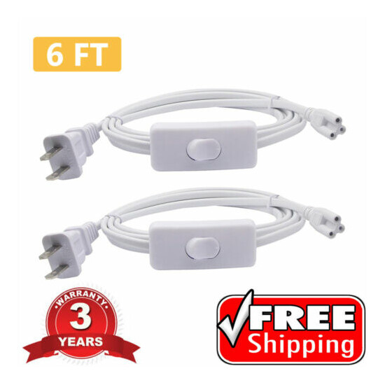 T5 T8 6ft Power Cord Extension Cable Wire for Integrated LED Bulb ON/OFF Switch  Thumb {2}