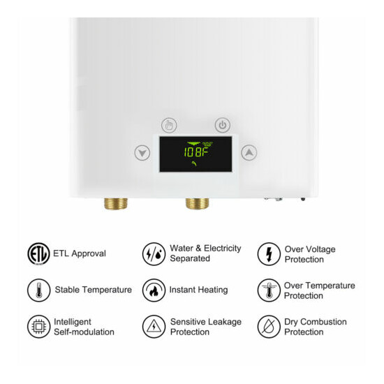 Camplux TE27W Electric Tankless Water Heater with Remote Cont 27kW, 240V, White image {2}