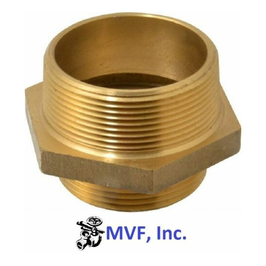 1-1/2" Male NST X 1-1/2" Male NPT Hex Adapter Brass Hydrant Fire Hose <2414625 Thumb {3}