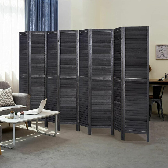 Wood Louvered Room Divider Privacy Folding Screen 6 Panels Freestanding 6 Colors image {2}