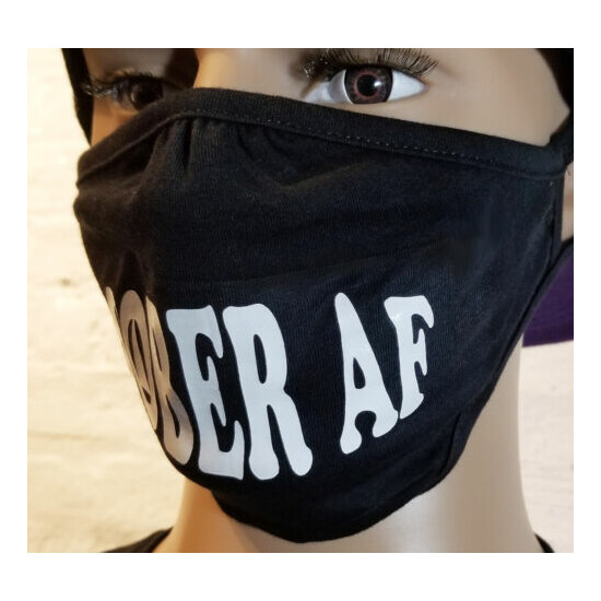 Alcoholics Anonymous SOBER AF - Black Face Mask - NEW 3 Option image {9}