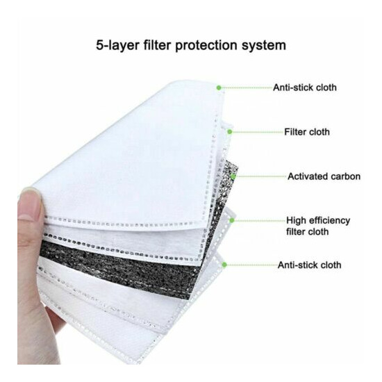 20 PCS PM2.5 Face Mask Filter - Activated Carbon Filters replacement 5 Layers  image {5}