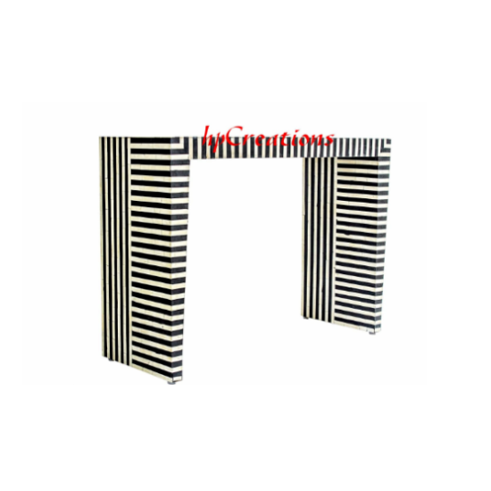 Stunning Console Table Stripe Design Bone Inlay Entryway Table for Home Decor image {1}