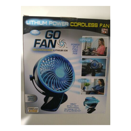 Go Fan Rechargeable Cordless Lithium Ion Fan As Seen On TV 360 Angle Brand New image {1}