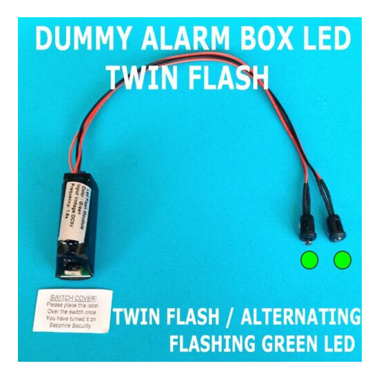 Dummy Alarm Box LEDs Twin Flashing/Alternating GREEN LED's 10 Yr Battery Fitted image {1}