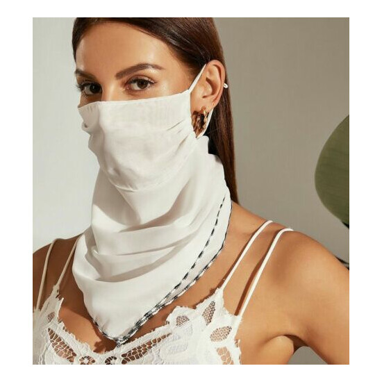 Summer breathable light thin chiffon face mask veil in white chiffon - women's image {1}