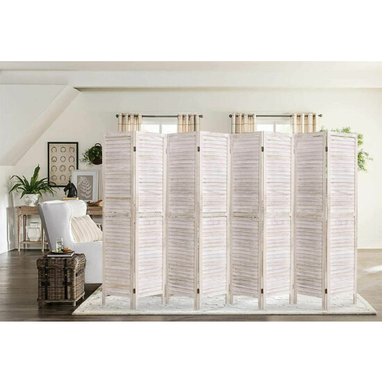 Wood Louvered Room Divider Privacy Folding Screen 6 Panels Freestanding 6 Colors image {4}