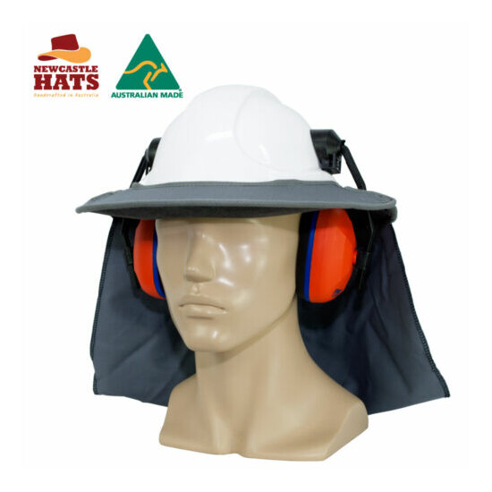 Newcastle Hats Earmuff Hard Hat Brim UPF50+ Sun Protection image {4}