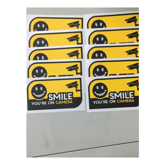 UV Resistant, No Fade Security CCTV Warning Sticker 10 X Smile You're on Camera image {2}