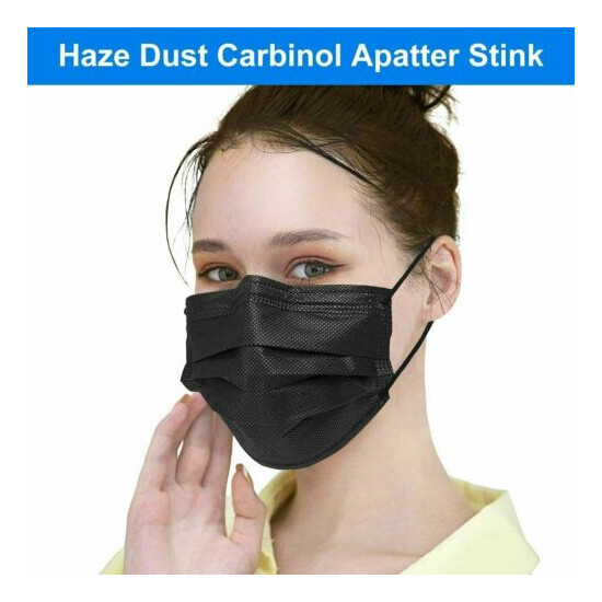 100/50 PCS Black Face Mask Mouth & Nose Protector Respirator Masks USA Seller image {2}