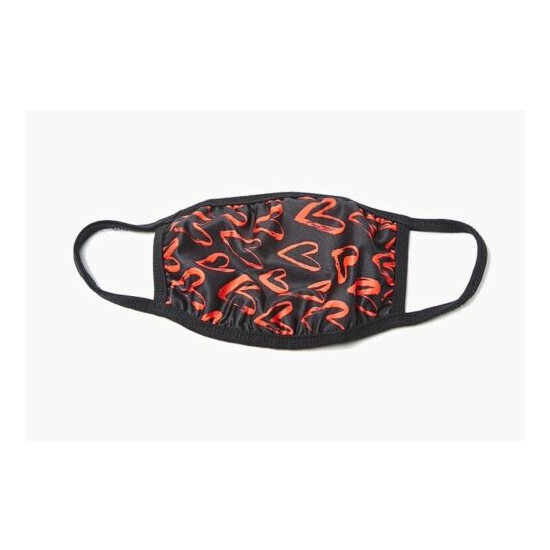 Reusable Comfort Fit Fashion Face Covering w/ PM 2.5 Filter-Black,Red Hearts NEW image {1}