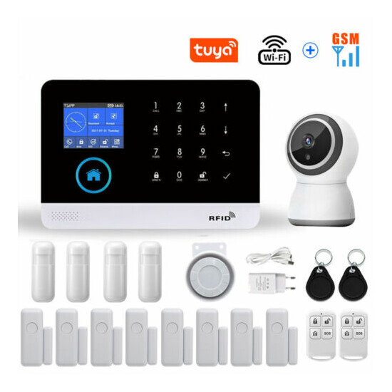 Smart Life WIFI GSM Wireless Home Security Burglar Alarm System Detector Camera image {1}