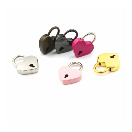 Mini Padlock Love Heart Shape Padlock Tiny Luggage Bag Case Lock With Key USZMC image {4}
