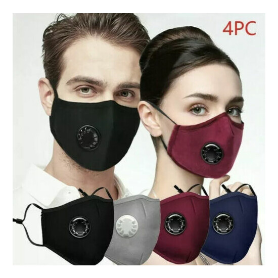 Face Cover High Quality Washable Cotton With Filter & Valve .Set Of 4 Color image {4}