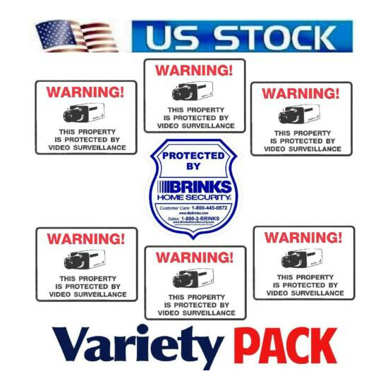 Home Surveillance Security Camera Video Stickers Warning Decal Outdoor Sign Set image {1}