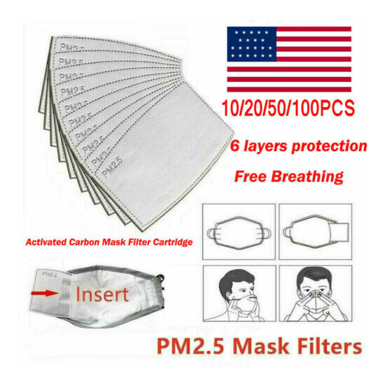 10/50/100 pcs PM2.5 Activated Carbon Mask Filter Replaceable Anti Haze  image {4}
