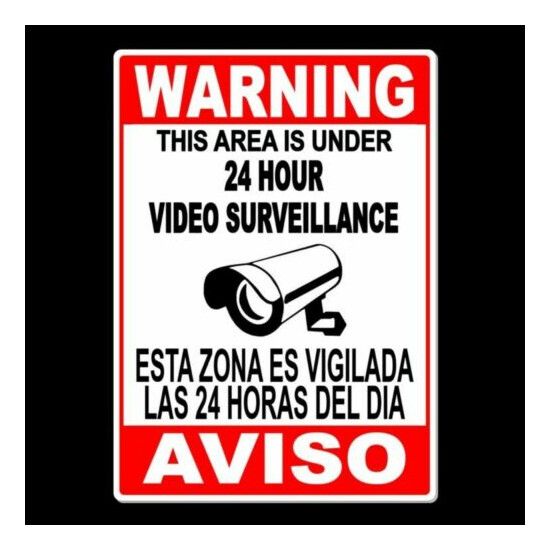 Spanish English Video Surveillance Camera Sign 5" x 7" Sign aviso security MS013 image {1}