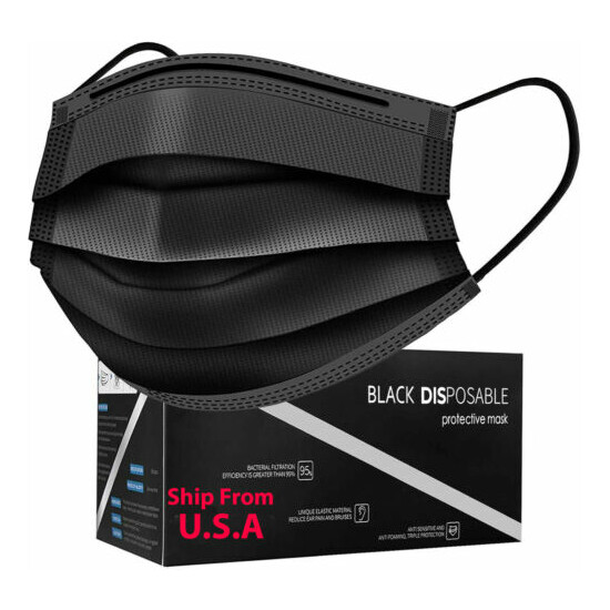 100/50 PCS Black Face Mask Mouth & Nose Protector Respirator Masks USA Seller image {1}
