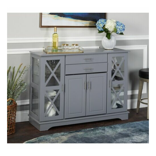 Buffet Cabinet Kitchen Dining Room Storage Organizer Sideboard Console Grey Gray image {1}