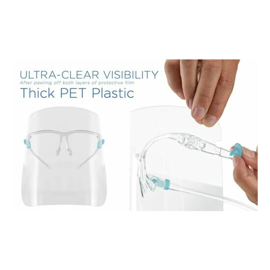 Safety Face Shields with Glasses Frames Ultra Clear Protective Mask Alternative image {10}
