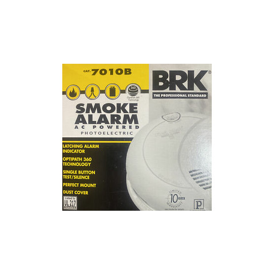 First Alert 7010B Hardwired Photoelectric Smoke Alarm w/Battery Backup, 120V image {1}