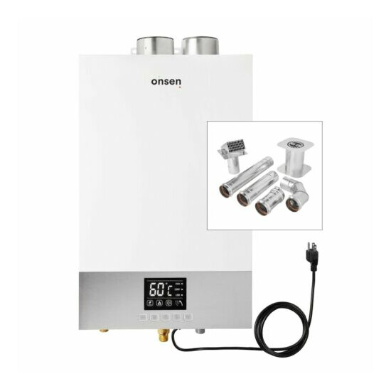 Onsen 14L Indoor Propane Tankless Water Heater w/ 3 in. Wall Vent Kit image {1}