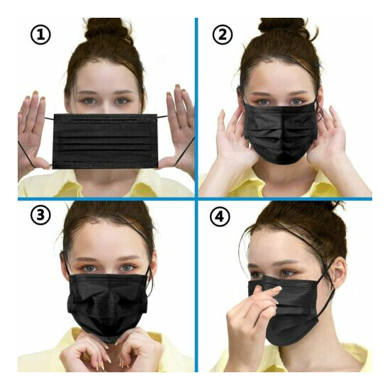 50 Black Face Mask With Package Mouth &Nose Protector Respirator Masks USA Selle image {4}