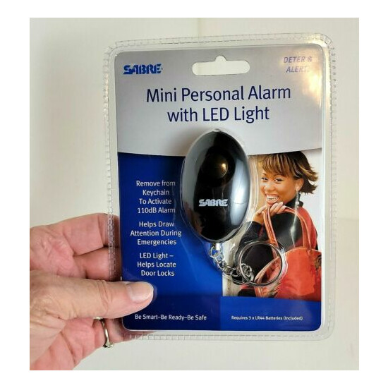 SABRE® Mini Personal Alarm on Key Ring w/ LED Light (PA-MPALL) - New & Sealed image {4}